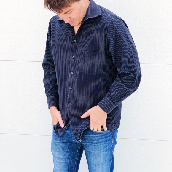 Alfani Men’s Striped Black Button Down Shirt - Picture 5 of 6